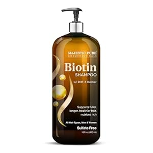 Majestic Pure Biotin Shampoo – Volumizing Shampoo for Hair Loss – with DHT-3 Blocker – Hydrating & Nourishing – Sulfate Free, for Men & Women – Thin Hair Shampoo – 16 fl oz