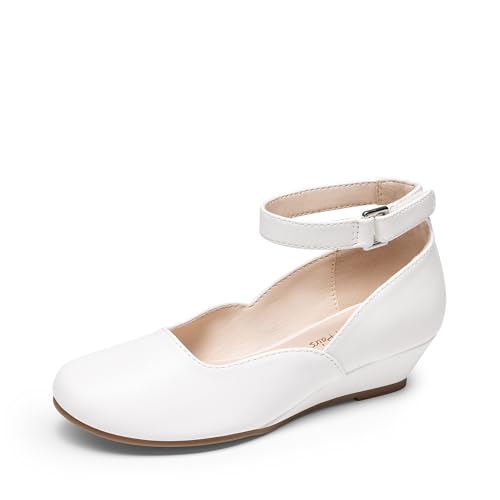 DREAM PAIRS Ballerines Fille, Chaussures Princesse Fille à Talon Compensé Bas, Escarpins Enfant à Bride Cheville pour Mariage, Fête et Cérémonie,Size...