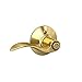 Schlage F40 V ACC 605 Accent Door Lever, Bed & Bath Privacy Lock, Bright Brass