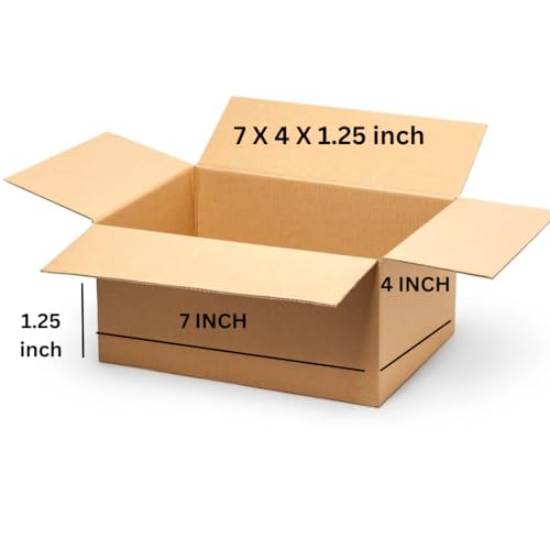 Image of Premium Eco-friendly 3 Ply Corrugated Packing Carton Box for Secure Shipping, Moving, Courier & Goods Transportation, 7x4x1.25 Inches - (Pack of 20)