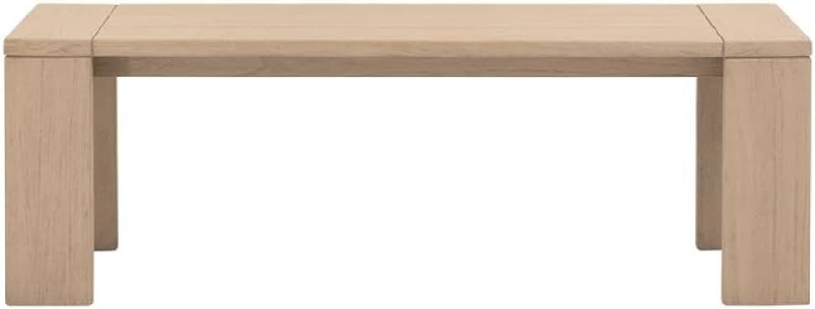 Pemberly Row Solid Teak Outdoor Bench, 54" x 18.25", Washed Teak Finish, Rectangular Design, Adjustable Feet Levelers, Weather-Resistant Wood, Transitional Style Seating for Patio, Garden, or Porch