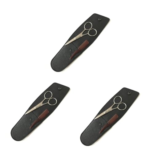 Ipetboom 3 Sets Beard Shears Beard Cutter Mustache Trimming Scissors Grooming Scissor Kit Beard Trimming Scissors Professional Shears Hair Cutting Beard Scissors Mustache Scissors Black