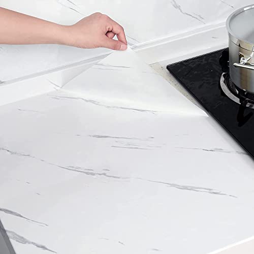 Image of NAREVAL White Marble Wallpaper for Kitchen Peel and Stick Wallpaper Marble Self Adhesive Removable Wallpaper Contact Paper Sticker for Kitchen (White Marble K10 60 * 200 Cm) (Pack of 4)