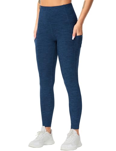 Image of THE GYM PEOPLE Thick High Waist Yoga Pants with Pockets, Tummy Control Workout Running Yoga Leggings for Women
