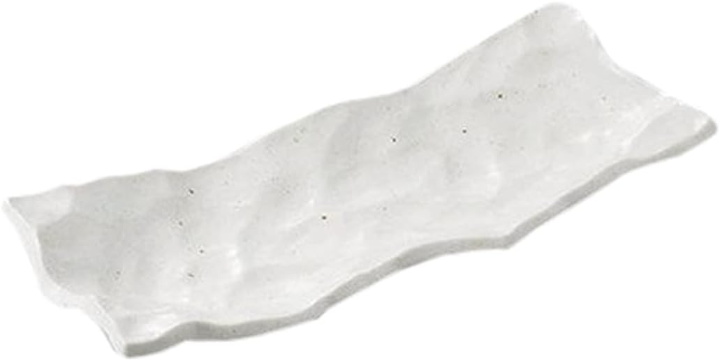 せともの本舗 Set of 10 Ayu & Sanma Dish, White Matte Wave Hors d'oeuvres Dish, 11.2 x 4.8 inches (28.5 x 12.5 x 4.5 cm), Restaurant, Commercial Use, Tableware