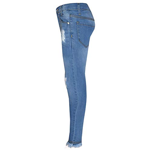 Kids Girls Skinny Jeans Stretchy Denim - Girls Jeans Ripped GJ01 Light Blue 3-43