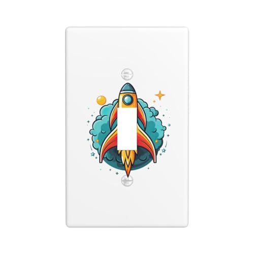 Rocket Clipart Space Ship Print Light Switch Cover, Decor Single Toggle Switchcover For Kitchen, Bedroom Wall Plate