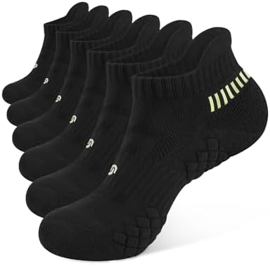 CLOSEMATE Mens Running Ankle Socks Terry Cushioned Moisture-Wicking Low Cut Athletic Socks Anti-Blister Comfort 6 Pairs