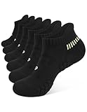 CLOSEMATE 6 Paar Sneaker Socken Herren Kurze Socken 43-46 Gepolsterte Laufsocken Moisture-Wicking Ankle Socks for Running 6 Schwarz