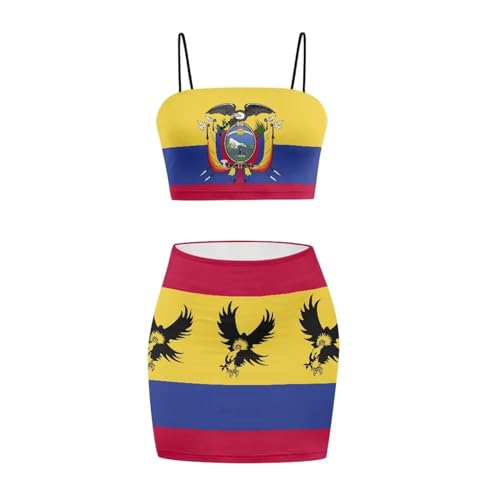 Image of Biyejit Women's 2 Piece Summer Outfits Spaghetti Strap Crop Tops and Bodycon Mini Skirt Dress Set Plus Size S-4XL