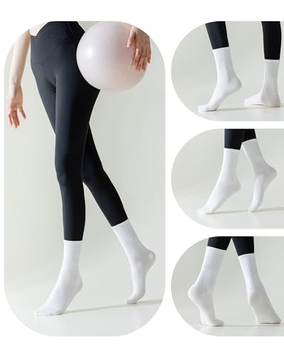Image of 3 Pairs Pilates Socks with Grips for Women Non Slip Grip Socks for Yoga Barre Hospital Workout