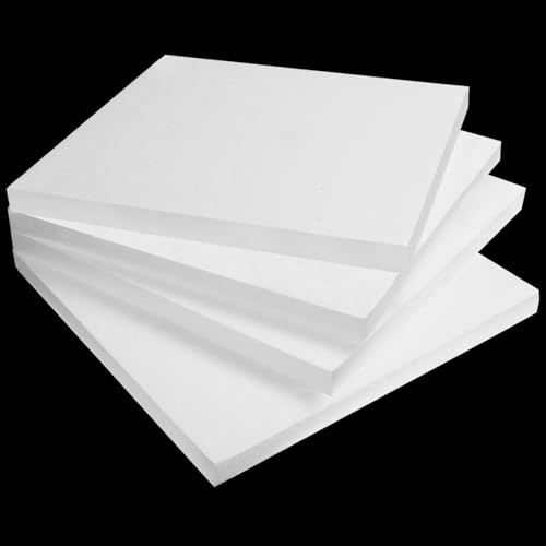 Aselected 4 Stück Schaumstoffblöcke 30x30x2cm Styroporblöcke für Projekte Polystyrol-Bastelblöcke zum Modellieren Basteln DIY-Kunsthandwerk Blumenarrangements (weiß)