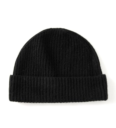 Villand 100% Cashmere Ribbed Cuffed Hat for Men,...