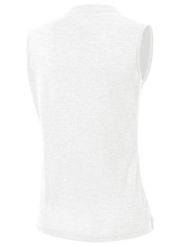 BGOWATU Women's Golf Polo Shirts Sleeveless Zip Up Collarless UPF 50+ Tennis T-Shirt Lightweight Quick Dry3