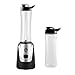 MasterChef Batidora Smoothie, Licuadora Portatil con 2 Botellas 600ml, Vaso Individual para Batidos y Zumos, Trituradora de Hielo, 200W, Plástico, Negro