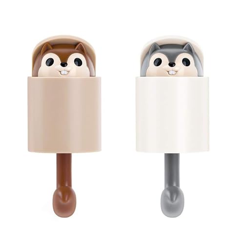 Tinkber 2 Pièces Crochet À Clés Mural de Dessin Animé, Patère de Dessin Animé, Patère Créative, Crochet en Forme D'Écureuil, Adapté Aux Serviettes, Clés,...