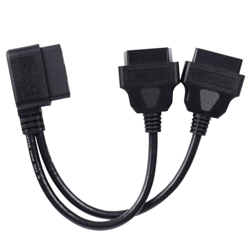 TTXSPP Right Angle OBD2 Splitter Y Cable, 16 Pin 1 Male Splitter to 2 Female Extension Cable