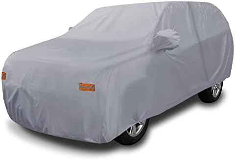 X AUTOHAUX SUV Car Cover for Chevrolet Tahoe 4 Door 2007-2020 Outdoor Waterproof Sun Rain Dust Wind Snow Protection 190T PU W/Driver Door Zipper Gray