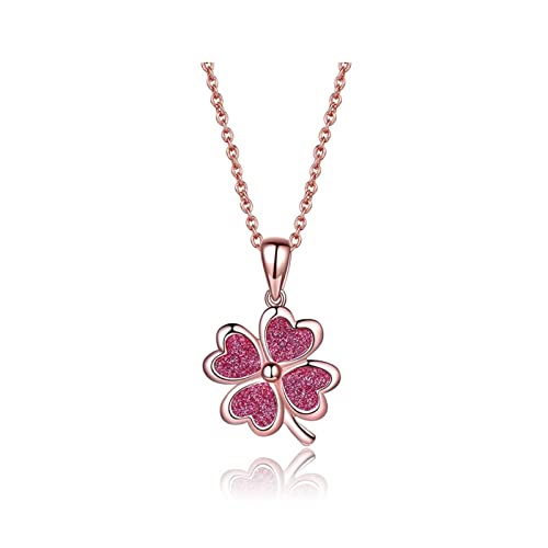 Collier en argent sterling 925 pendentif paillette rose femmes