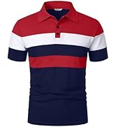 Mens Polo Shirts Short Sleeve Contrast Color Shirt Summer Patchwork Tee Golf Tennis Tops