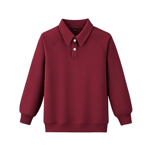 Jersey para niñas elástico de manga larga informal y cuello polo estilo británico