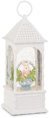 RAZ Imports Bunny Blue Lighted Water Cane Lantern, 10.5-Inch, Resin, Multicolor