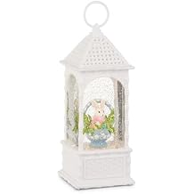 RAZ Imports Bunny Blue Lighted Water Cane Lantern, 10.5-Inch, Resin, Multicolor