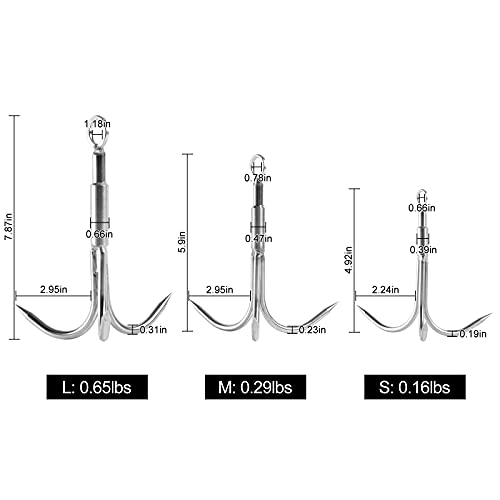 Cyfie Grappling Hook Grapnel Hook, 3-Claw Stainless Steel Tree Climbing Hook, Brunch Limb Retrieving Removal Hook Edc Tool #TOP3