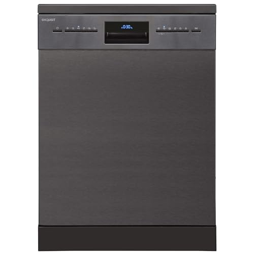 Exquisit Geschirrspüler GSP9614-030B inox-az | 14 Maßgedecke | 60cm Breite | Korblift | Aquastop | Flexible Besteckablage | Auto-Door-Open
