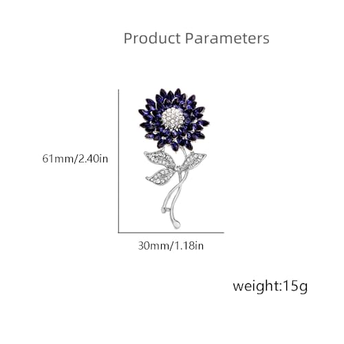 Image of Elegant Sunflower Rhinestone Flower Brooch for Women Gold-Toned Crystal Leaf Daisy Blossom Brooches Lapel Pins Dainty Dress Accessories Wedding Valentine Jewelry