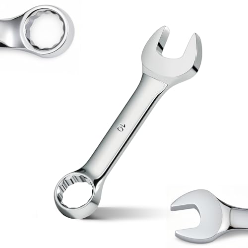 Image of TIBOO DAY Combination Spanner, 10mm Metric Mini Stubby Combination Wrenches, 12 Point Box End Stubby Wrenches with CR-V Steel Short Length and Slim Body Perfect for Confined Areas