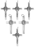 Saint Benedict medals are often used for spiritual protection from evil. If desired, get them blessed with the appropriate exorcism blessing by your local Catholic priest. 25 Crucifixes per Package | Enough for 25 Rosaries or Necklaces Height: 1.5” |...