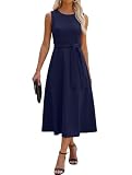 ANRABESS Women Formal Sleeveless Cocktail Midi Dresses Navy Blue X-Large