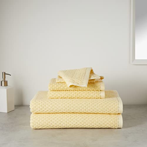 Amazon Basics Odor Resistant Textured Bath Towel Set - 6-Pieces, Yellow #TOP4