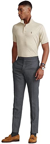 Image of POLO RALPH LAUREN Men's Short Sleeve Knit Pima Polo, Tuscan Beige Heather With the Signature Multi-colored Pony, X-Large