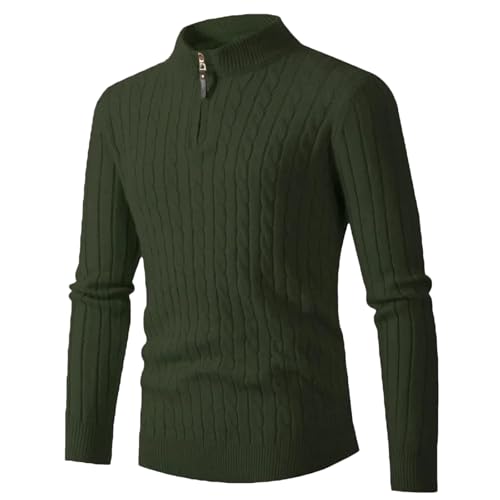 Winter Mens Stand Collar Sweater Half Zipper Knitted Pullovers Basic Style Warm Sweatershirts