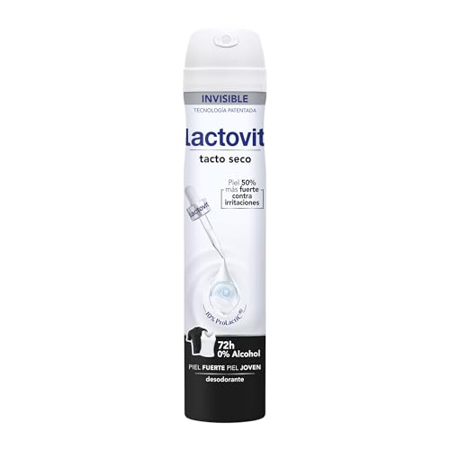 Lactovit - Desodorante Extra Eficaz Invisible Anti- Manchas, 0% Alcohol, Anti-irritaciones Y 72h De Eficacia, Desodorante Spray Invisible con Protein Calcium- 200 Mililitros