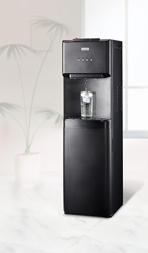 Igloo Bottom Loading Water Cooler – Hot, Cold, & Room Temperature Dispenser – Black, Holds 3 & 5 Gallon Jugs, Child Safety Lock – for Homes, Kitchens, Offices, Dorms