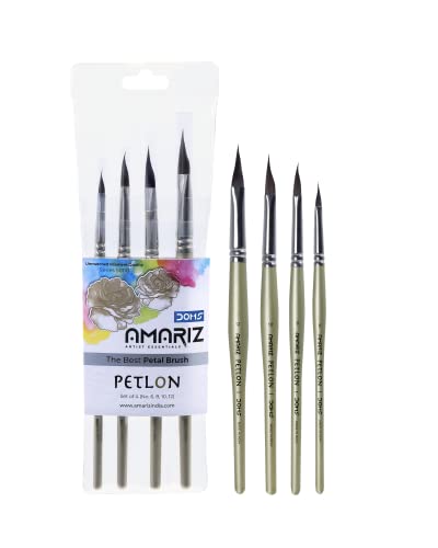 DOMS Amariz Artist Essentials Petlon Petal Paintbrush Set of 4 | Ideal for Students, Professsionals & Hobby Artists | Paint Brush for Watercolor, Acrylic, Gouache | 4 Sizes- 6, 8, 10, 12