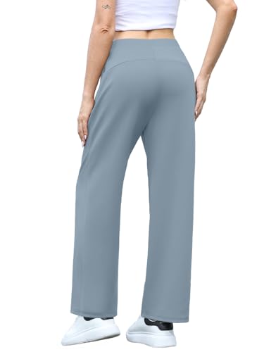Feiersi Women Stretchy Wide Leg Pants Soft Elastic High Waisted Casual Palazzo Pants Trousers with Pockets2