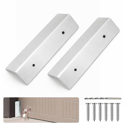 2 Pcs Garage Door Mouse Guard - Garage Door Seal Guards Rustproof Side Seal - ONE-TIME INSTALL Blocks Rats/Snakes/Leaves/Moisture - Heavy Duty for Residential & Commercial Use -5.9H x 1.3W- Silver