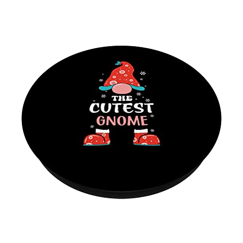 family clothing Christmas family christmas cutest gnome PopSockets Swappable PopGrip, Black - Image 2
