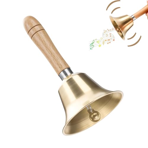 Super Laute Handglocke Handglocke Messing Hand Tischglocke Weihnachtsglocke Griff Aus Massivholz Metall Glocken Mit Holzgriff Für Zuhause Schule Hochzeit Feiertagsdekoration