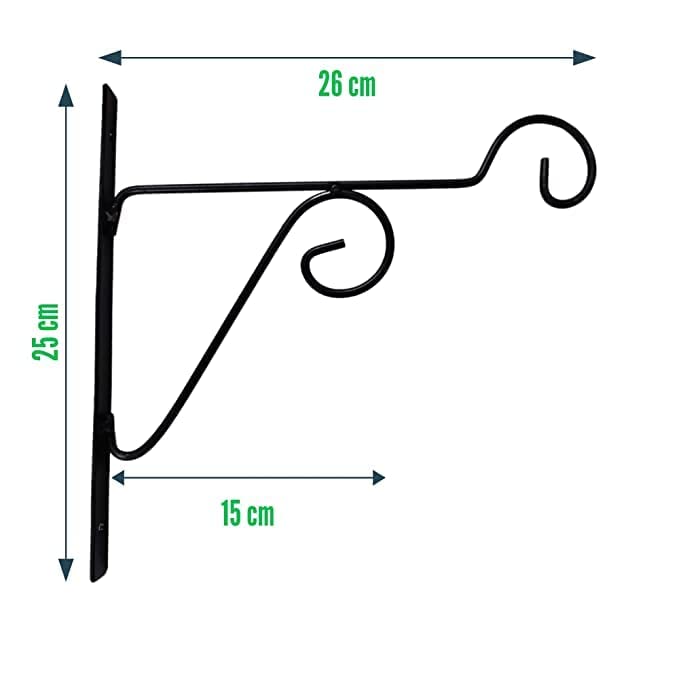 NAYRA Black Color Metal Wall Hanging Brackets for hanging Planters - Metal Hanging Hooks, Holder for Indoor Outdoor Planters Flower Pot Home décor Storage Organiser(Set of 4) - Image 2 thumbnail