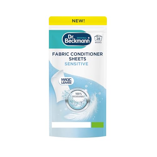 Dr. Beckmann Fabric Conditioner Sheets Sensitive | No mess | Convenient and pre-dosed fabric conditioner sheets |Dissolvable | Hypoallergenic fragrance | 14 sheets