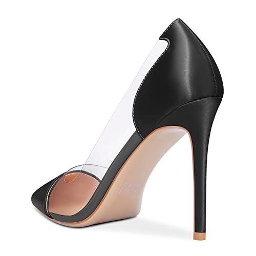 Saekcted Women Stiletto High Heel Clear Pointed Toe Pumps Sexy Cute Wedding Slip-on 3.9 Inches Heels Shoes3