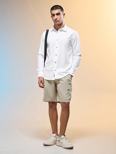 Image of TECHNOSPORT Men's Polyester Slim Fit Solid Casual Shirt with Ts Lytra