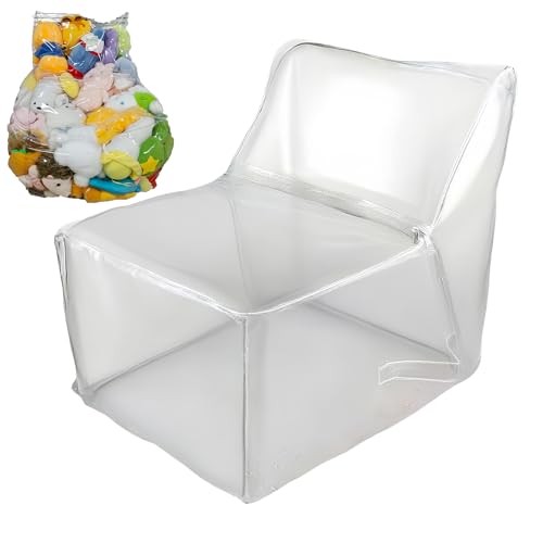 Salyeeluly Sillon Transparente para Peluches | Funda Transparente para Silla De Puf De Animales De Peluche | Impermeable, Resistente Al Polvo, PVC, Sin Relleno Incluido