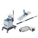 Carrito de limpieza Vileda Ultra Speed Pro Ready to go Juego Trio Chassis, 25 L Cubo, mopa de prensa, soporte, Mop, TELE Mango