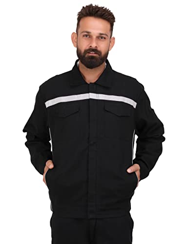 Image of CLUB TWENTY ONE Workwear Men's Safety Cotton Jacket with Reflective Piping